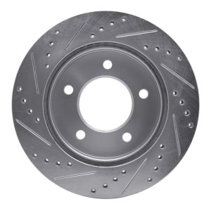 Ford F-150 Brake Rotor (1) - Front Right - R1 Concepts - Drilled & Slotted - Silver - `97-`04